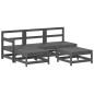 vidaXL Juego de muebles jardín 5 piezas y cojines madera maciza gris vidaXL Juego de muebles jardín 5 piezas y cojines madera maciza gris