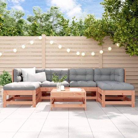 vidaXL Juego de muebles jardín 7 pzas y cojines madera abeto Douglas