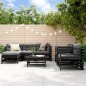 vidaXL Juego de muebles de jardín 7 pzas y cojines madera maciza negro vidaXL Juego de muebles de jardín 7 pzas y cojines madera maciza negro