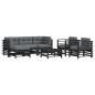 vidaXL Juego de muebles de jardín 7 pzas y cojines madera maciza negro vidaXL Juego de muebles de jardín 7 pzas y cojines madera maciza negro