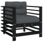 vidaXL Juego de muebles de jardín 7 pzas y cojines madera maciza negro vidaXL Juego de muebles de jardín 7 pzas y cojines madera maciza negro