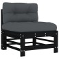 vidaXL Juego de muebles de jardín 7 pzas y cojines madera maciza negro vidaXL Juego de muebles de jardín 7 pzas y cojines madera maciza negro
