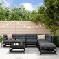 vidaXL Juego de muebles de jardín 7 pzas y cojines madera maciza negro
