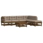 vidaXL Juego muebles jardín 7 pzas y cojines madera maciza marrón miel