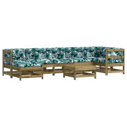 vidaXL Juego de muebles jardín 8 pzas y cojines madera pino impregnada