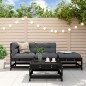 vidaXL Juego de muebles de jardín 4 pzas y cojines madera maciza negro vidaXL Juego de muebles de jardín 4 pzas y cojines madera maciza negro