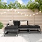 vidaXL Juego de muebles de jardín 4 pzas y cojines madera maciza gris
