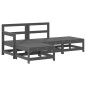 vidaXL Juego de muebles de jardín 4 pzas y cojines madera maciza gris
