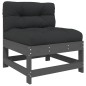 vidaXL Juego de muebles de jardín 4 pzas y cojines madera maciza gris