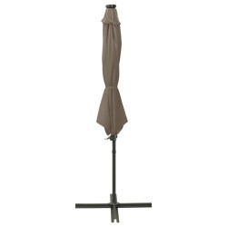vidaXL Sombrilla voladiza con poste y luces LED gris taupé 300 cm