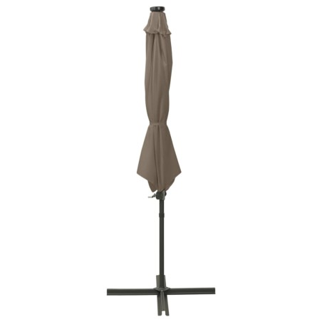 vidaXL Sombrilla voladiza con poste y luces LED gris taupé 300 cm