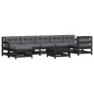 vidaXL Juego de muebles de jardín 8 pzas y cojines madera maciza negro vidaXL Juego de muebles de jardín 8 pzas y cojines madera maciza negro