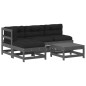 vidaXL Juego de muebles jardín 5 piezas y cojines madera maciza gris vidaXL Juego de muebles jardín 5 piezas y cojines madera maciza gris