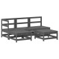 vidaXL Juego de muebles jardín 5 piezas y cojines madera maciza gris vidaXL Juego de muebles jardín 5 piezas y cojines madera maciza gris