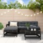 vidaXL Juego de muebles de jardín 5 pzas y cojines madera maciza negro vidaXL Juego de muebles de jardín 5 pzas y cojines madera maciza negro