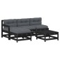 vidaXL Juego de muebles de jardín 5 pzas y cojines madera maciza negro vidaXL Juego de muebles de jardín 5 pzas y cojines madera maciza negro