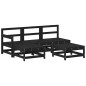 vidaXL Juego de muebles de jardín 5 pzas y cojines madera maciza negro vidaXL Juego de muebles de jardín 5 pzas y cojines madera maciza negro