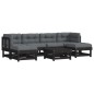 vidaXL Juego de muebles de jardín 7 pzas y cojines madera maciza negro vidaXL Juego de muebles de jardín 7 pzas y cojines madera maciza negro