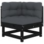 vidaXL Juego de muebles de jardín 7 pzas y cojines madera maciza negro vidaXL Juego de muebles de jardín 7 pzas y cojines madera maciza negro
