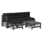 vidaXL Juego de muebles jardín 5 piezas y cojines madera maciza gris vidaXL Juego de muebles jardín 5 piezas y cojines madera maciza gris