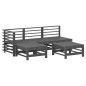 vidaXL Juego de muebles jardín 5 piezas y cojines madera maciza gris vidaXL Juego de muebles jardín 5 piezas y cojines madera maciza gris
