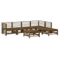 vidaXL Juego muebles jardín 7 pzas y cojines madera maciza marrón miel vidaXL Juego muebles jardín 7 pzas y cojines madera maciza marrón miel