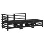 vidaXL Juego de sofás de jardín 3 pzas con cojines madera maciza negro
