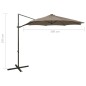 vidaXL Sombrilla voladiza con poste y luces LED gris taupé 300 cm vidaXL Sombrilla voladiza con poste y luces LED gris taupé 300 cm