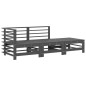 vidaXL Juego de sofás de jardín 3 pzas con cojines madera maciza gris vidaXL Juego de sofás de jardín 3 pzas con cojines madera maciza gris
