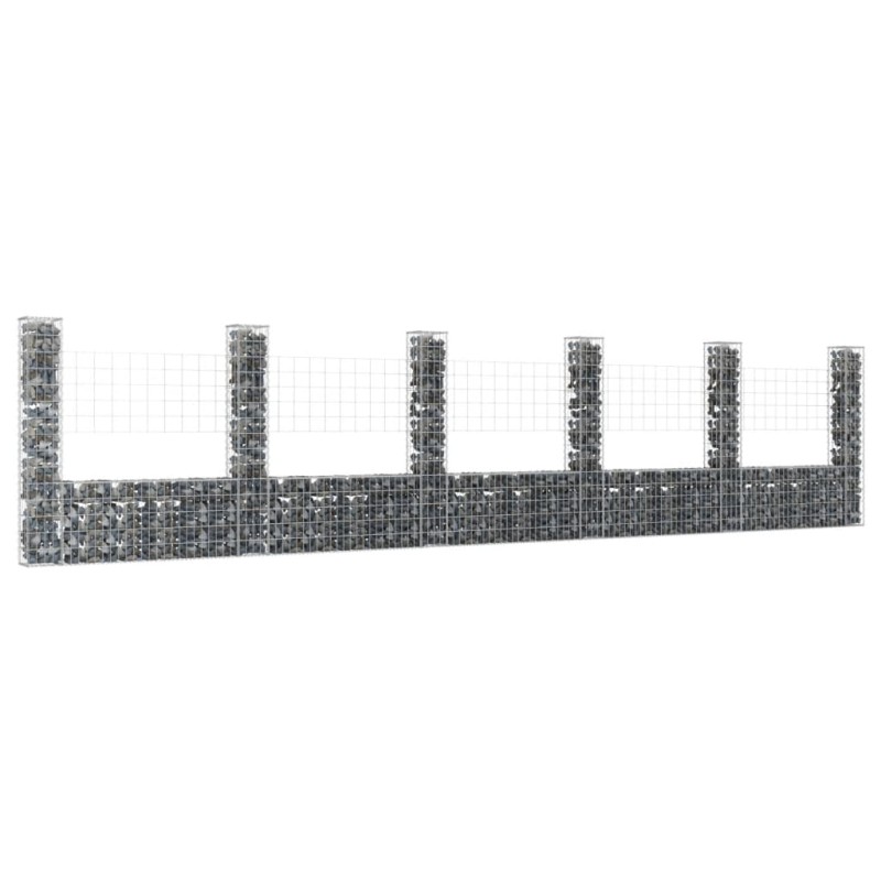 vidaXL Cesta de gaviones forma de U 6 postes de hierro 620x20x150 cm vidaXL Cesta de gaviones forma de U 6 postes de hierro 620x20x150 cm