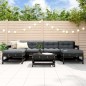 vidaXL Juego de muebles de jardín 7 pzas y cojines madera maciza negro vidaXL Juego de muebles de jardín 7 pzas y cojines madera maciza negro