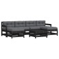 vidaXL Juego de muebles de jardín 7 pzas y cojines madera maciza negro vidaXL Juego de muebles de jardín 7 pzas y cojines madera maciza negro