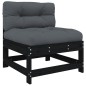 vidaXL Juego de muebles de jardín 7 pzas y cojines madera maciza negro vidaXL Juego de muebles de jardín 7 pzas y cojines madera maciza negro