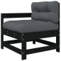 vidaXL Juego de muebles de jardín 7 pzas y cojines madera maciza negro vidaXL Juego de muebles de jardín 7 pzas y cojines madera maciza negro