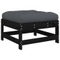 vidaXL Juego de muebles de jardín 7 pzas y cojines madera maciza negro vidaXL Juego de muebles de jardín 7 pzas y cojines madera maciza negro