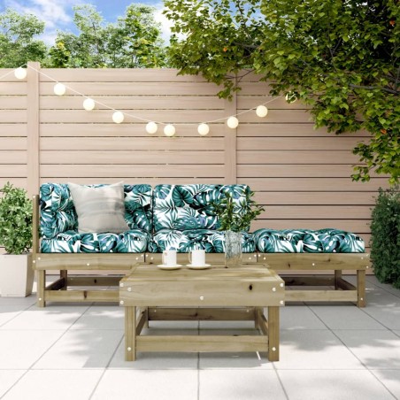 vidaXL Juego de muebles jardín 4 pzas y cojines madera pino impregnada