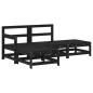 vidaXL Juego de muebles de jardín 4 pzas y cojines madera maciza negro vidaXL Juego de muebles de jardín 4 pzas y cojines madera maciza negro