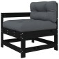 vidaXL Juego de muebles de jardín 4 pzas y cojines madera maciza negro vidaXL Juego de muebles de jardín 4 pzas y cojines madera maciza negro
