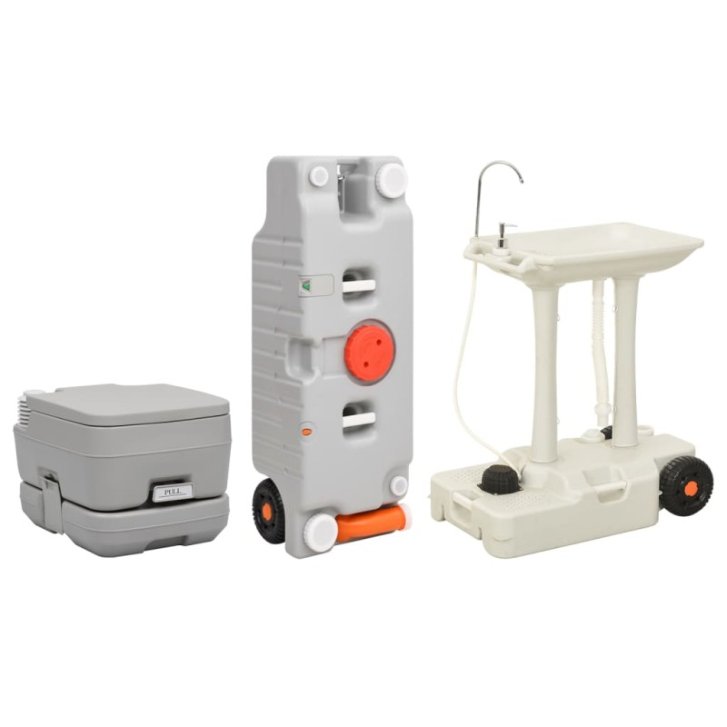 vidaXL Juego inodoro con lavabo y depósito agua portátil para camping vidaXL Juego inodoro con lavabo y depósito agua portátil para camping