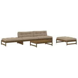 vidaXL Juego muebles jardín 5 pzas y cojines madera maciza marrón miel