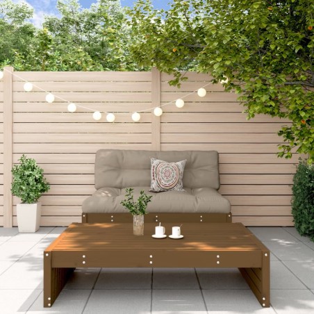vidaXL Juego muebles jardín 2 pzas y cojines madera maciza marrón miel