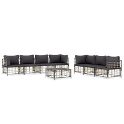 vidaXL Juego de muebles de jardín 8 pzas y cojines ratán PE antracita