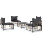 vidaXL Juego de muebles de jardín 5 pzas y cojines ratán PE antracita