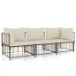 vidaXL Juego de muebles de jardín 3 pzas cojines antracita ratán PE vidaXL Juego de muebles de jardín 3 pzas cojines antracita ratán PE