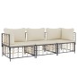 vidaXL Juego de muebles de jardín 3 pzas cojines antracita ratán PE vidaXL Juego de muebles de jardín 3 pzas cojines antracita ratán PE