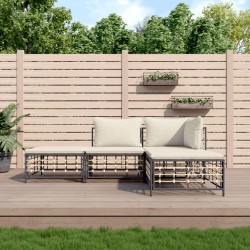 vidaXL Juego de muebles de jardín 4 pzas y cojines ratán PE antracita