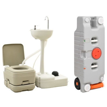 vidaXL Juego inodoro con lavabo y depósito agua portátil para camping