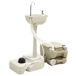 vidaXL Juego inodoro con lavabo y depósito agua portátil para camping