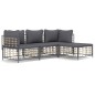 vidaXL Set muebles de jardín 4 pzas y cojines ratán PE gris antracita vidaXL Set muebles de jardín 4 pzas y cojines ratán PE gris antracita
