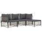 vidaXL Set muebles de jardín 4 pzas y cojines ratán PE gris antracita vidaXL Set muebles de jardín 4 pzas y cojines ratán PE gris antracita
